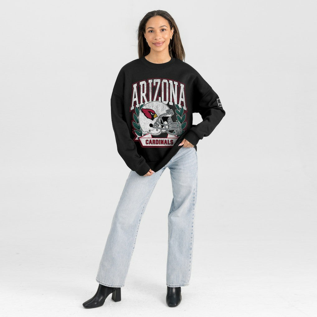 Arizona Cardinals Gameday Couture Women's Oversized Victory Lane Black Label Premium Fleece Sweatshirt Black - NFL