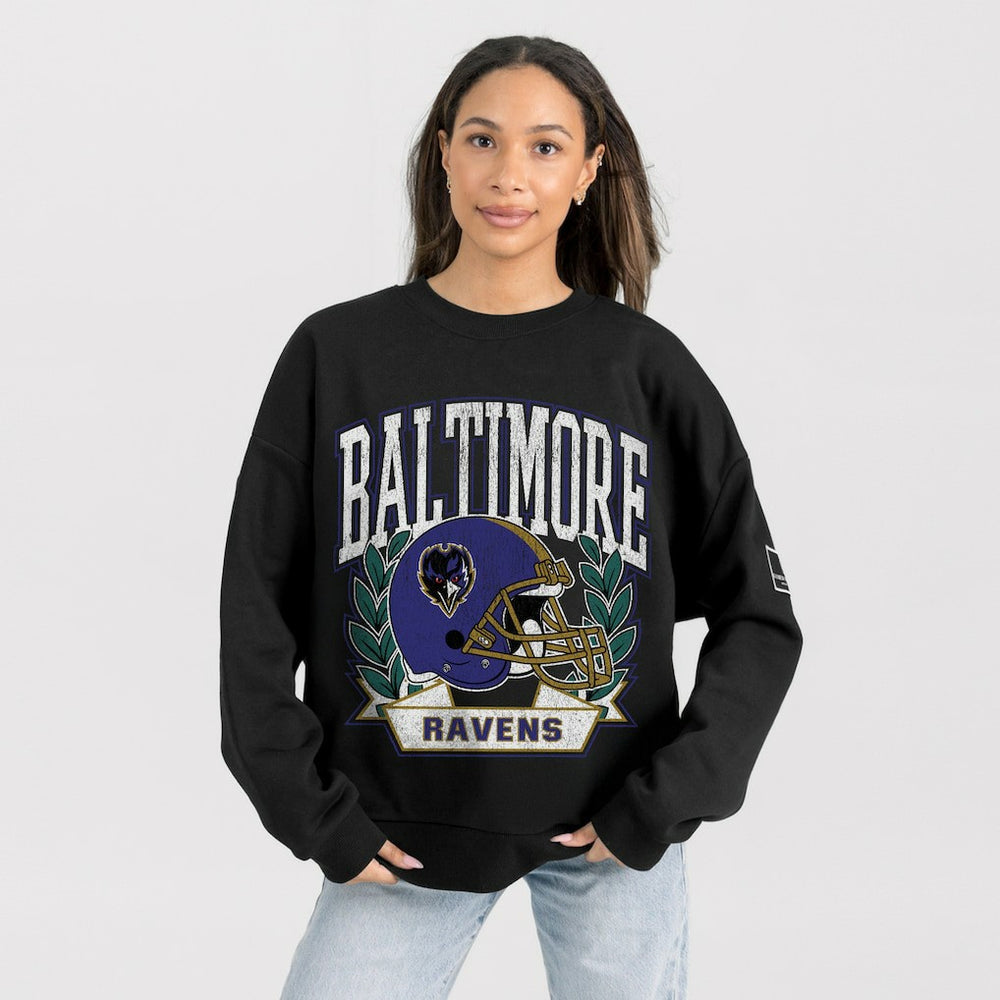 Baltimore Ravens Gameday Couture Women's Oversized Victory Lane Black Label Premium Fleece Sweatshirt Black - NFL