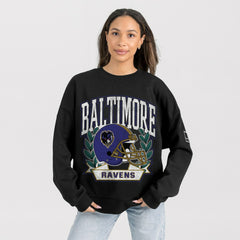 Baltimore Ravens Gameday Couture Women's Oversized Victory Lane Black Label Premium Fleece Sweatshirt Black - NFL