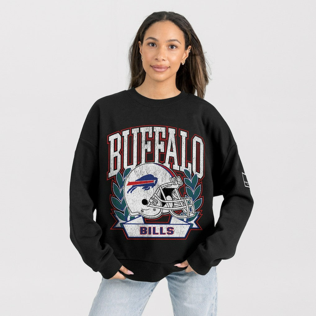 Buffalo Bills Gameday Couture Women's Oversized Victory Lane Black Label Premium Fleece Sweatshirt Black - NFL