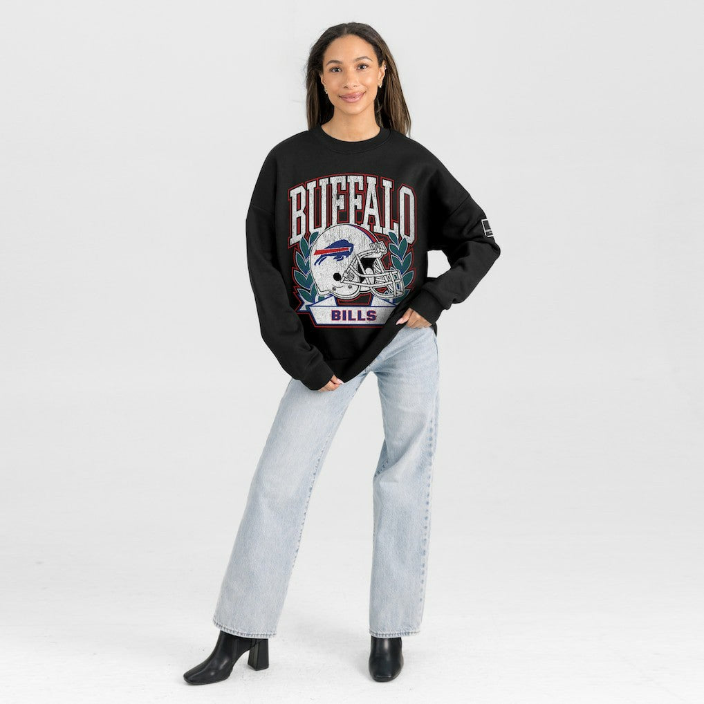 Buffalo Bills Gameday Couture Women's Oversized Victory Lane Black Label Premium Fleece Sweatshirt Black - NFL