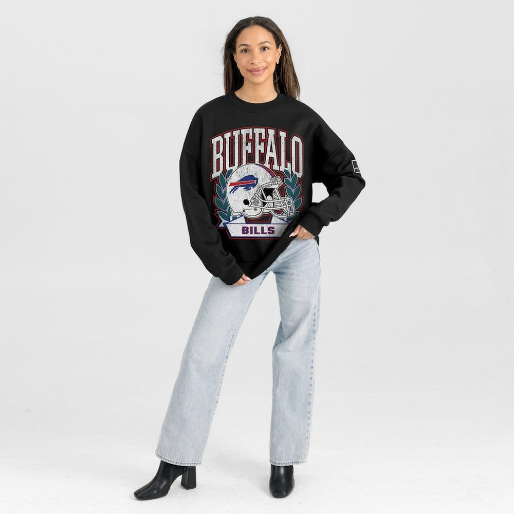 Buffalo Bills Gameday Couture Women's Oversized Victory Lane Black Label Premium Fleece Sweatshirt Black - NFL