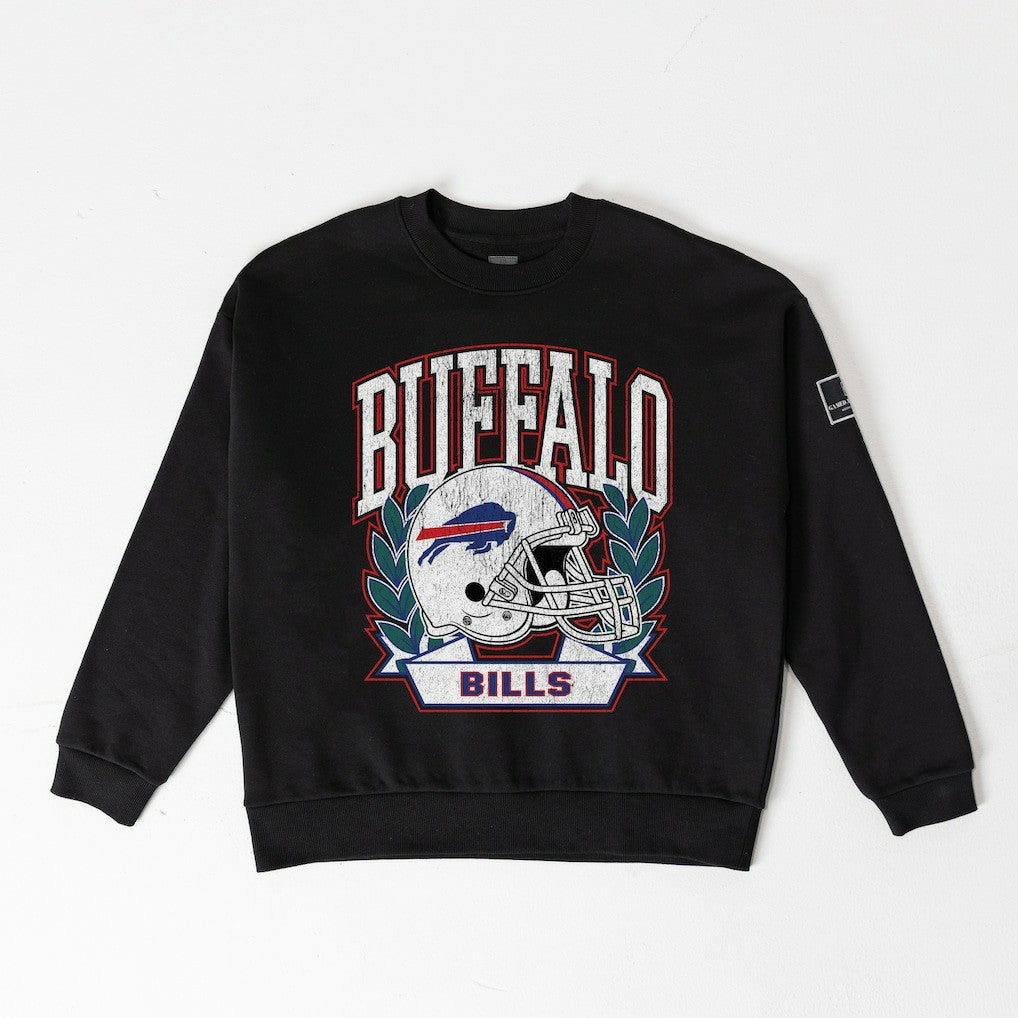 Buffalo Bills Gameday Couture Women's Oversized Victory Lane Black Label Premium Fleece Sweatshirt Black - NFL