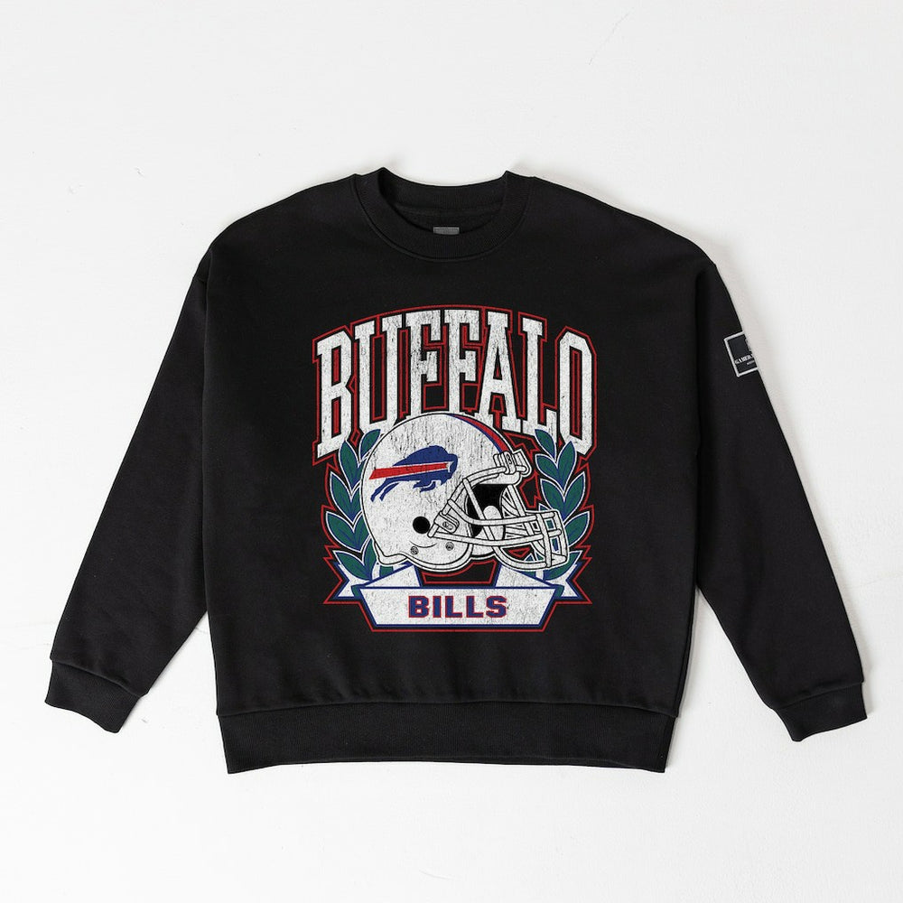 Buffalo Bills Gameday Couture Women's Oversized Victory Lane Black Label Premium Fleece Sweatshirt Black - NFL
