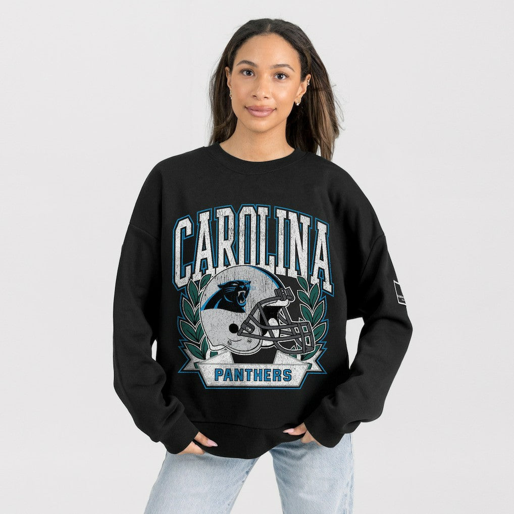 Carolina Panthers Gameday Couture Women's Oversized Victory Lane Black Label Premium Fleece Sweatshirt Black - NFL