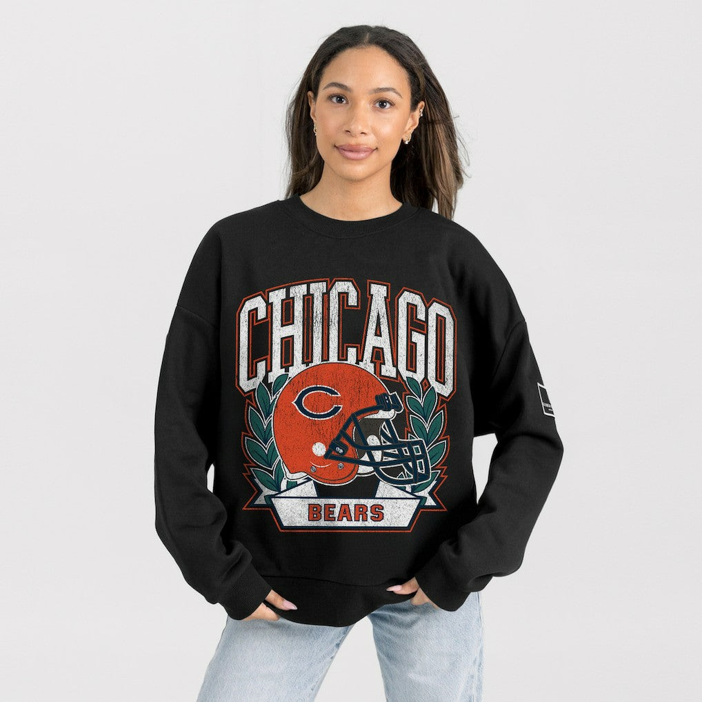 Chicago Bears Gameday Couture Women's Oversized Victory Lane Black Label Premium Fleece Sweatshirt Black - NFL