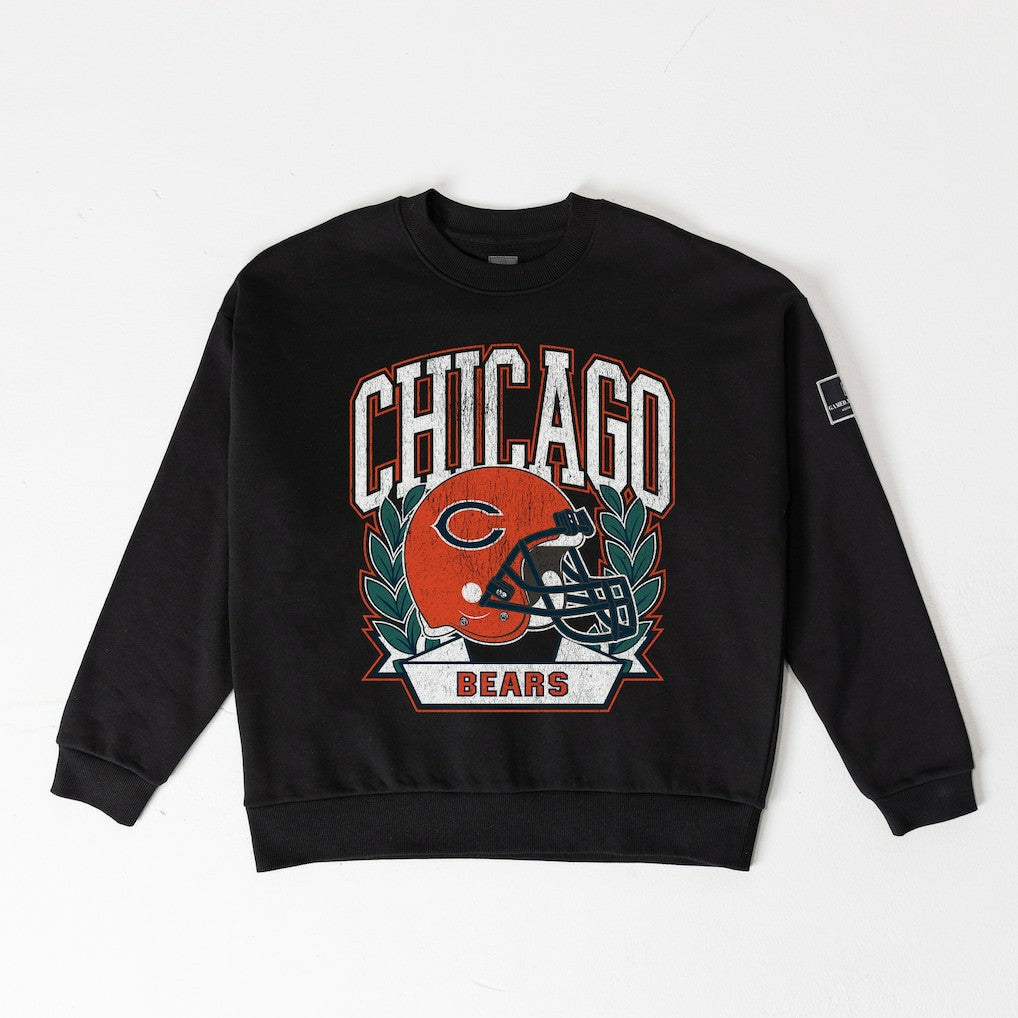 Chicago Bears Gameday Couture Women's Oversized Victory Lane Black Label Premium Fleece Sweatshirt Black - NFL