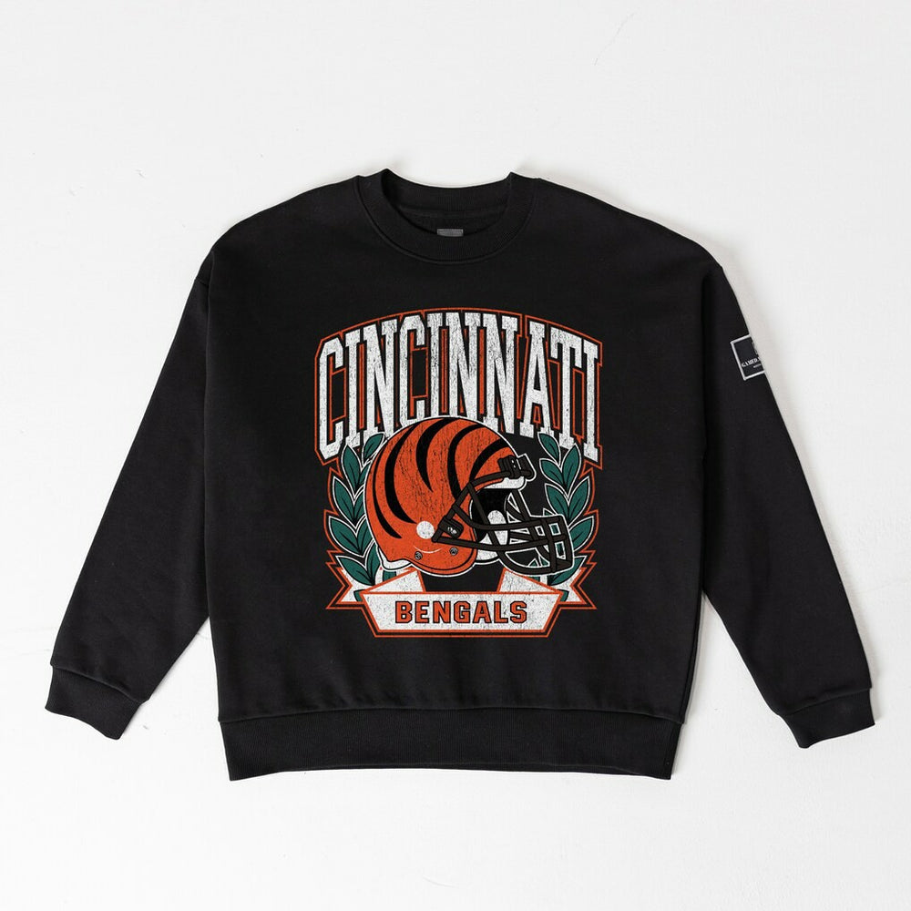 Cincinnati Bengals Gameday Couture Women's Oversized Victory Lane Black Label Premium Fleece Sweatshirt Black - NFL