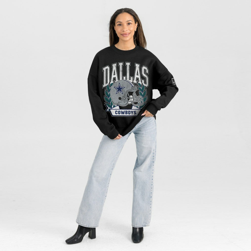 Dallas Cowboys Gameday Couture Women's Oversized Victory Lane Black Label Premium Fleece Sweatshirt Black - NFL