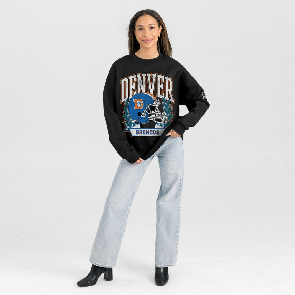 Denver Broncos Gameday Couture Women's Oversized Victory Lane Black Label Premium Fleece Sweatshirt Black - NFL