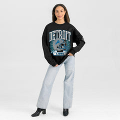 Detroit Lions Gameday Couture Women's Oversized Victory Lane Black Label Premium Fleece Sweatshirt Black - NFL