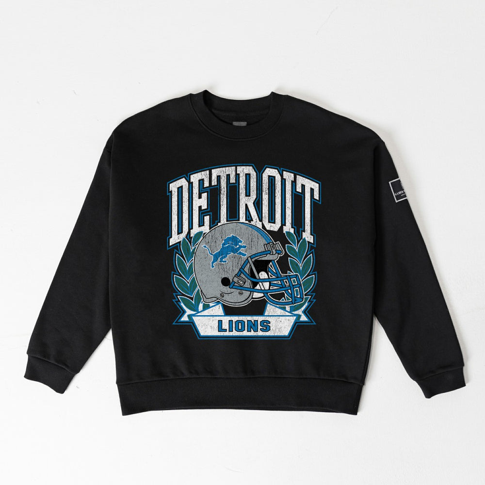 Detroit Lions Gameday Couture Women's Oversized Victory Lane Black Label Premium Fleece Sweatshirt Black - NFL