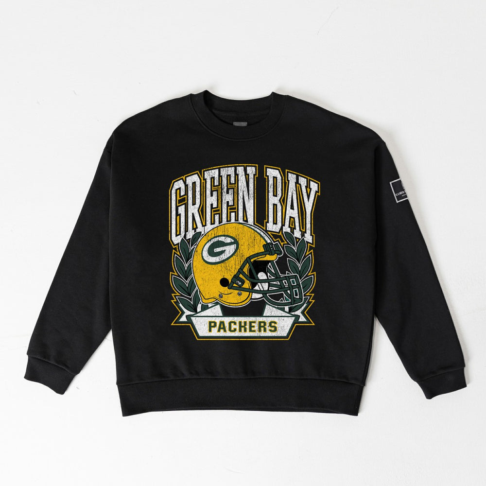 Green Bay Packers Gameday Couture Women's Oversized Victory Lane Black Label Premium Fleece Sweatshirt Black - NFL