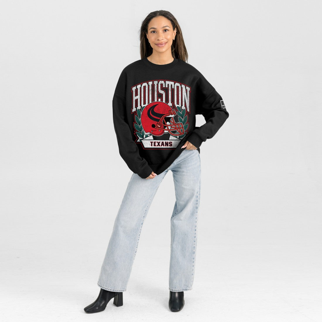 Houston Texans Gameday Couture Women's Oversized Victory Lane Black Label Premium Fleece Sweatshirt Black - NFL