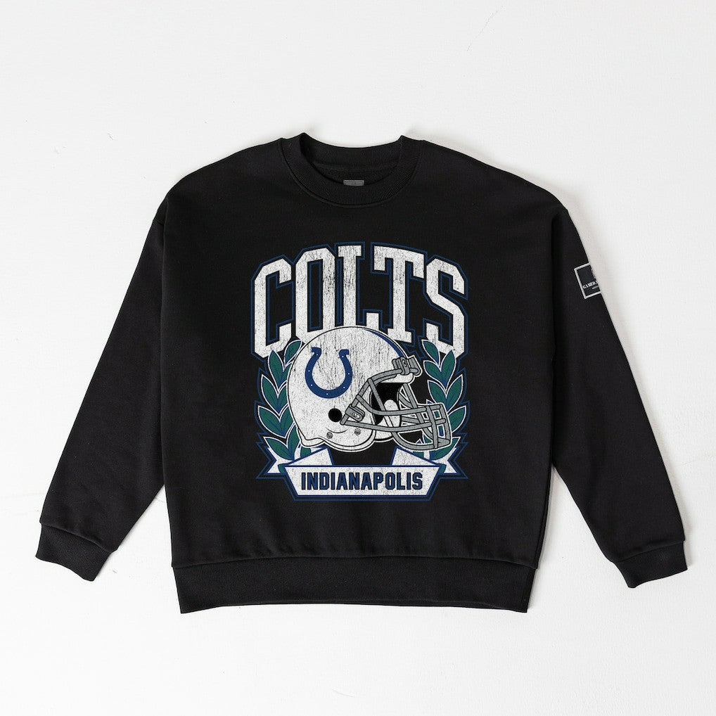 Indianapolis Colts Gameday Couture Women's Oversized Victory Lane Black Label Premium Fleece Sweatshirt Black - NFL