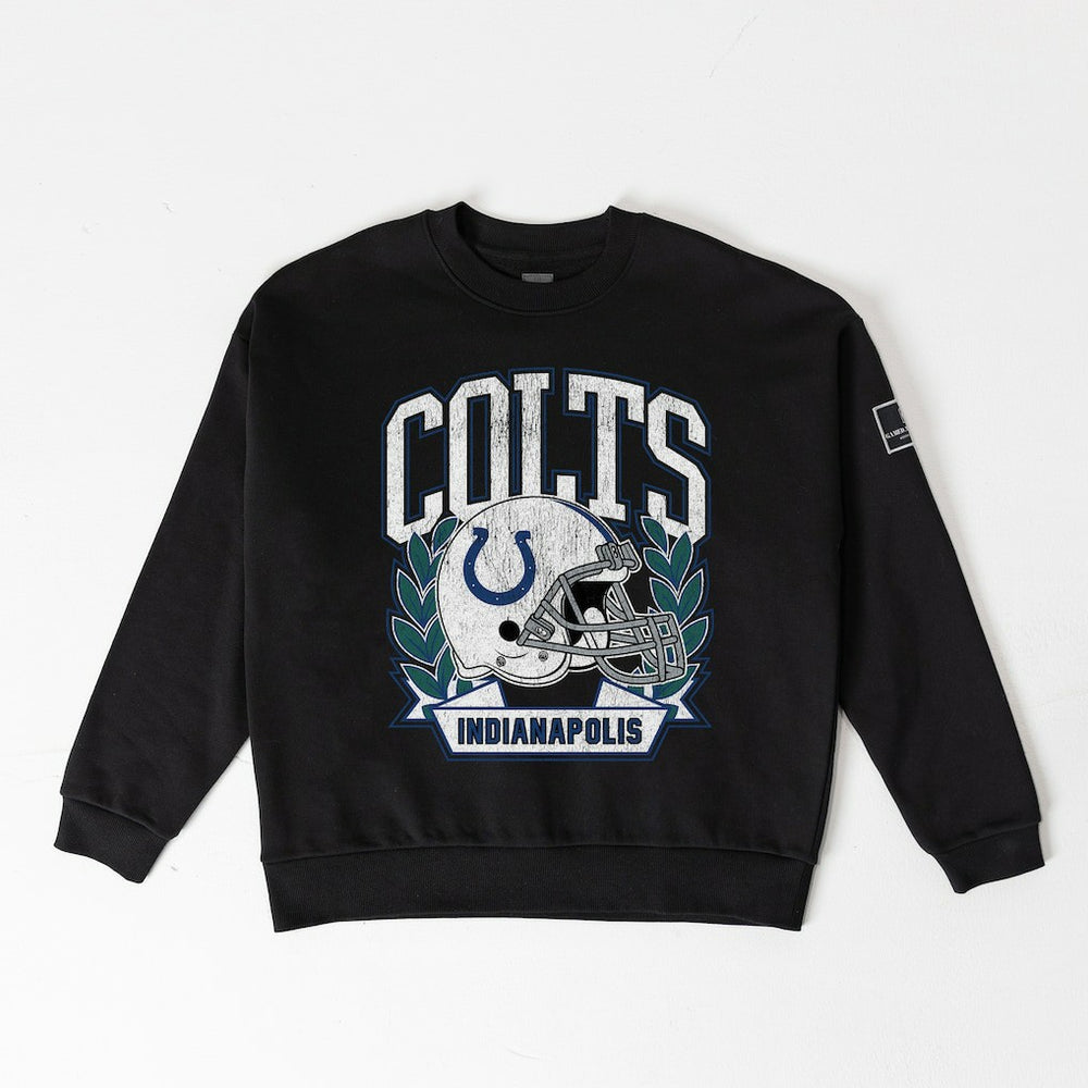 Indianapolis Colts Gameday Couture Women's Oversized Victory Lane Black Label Premium Fleece Sweatshirt Black - NFL