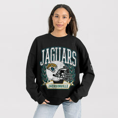 Jacksonville Jaguars Gameday Couture Women's Oversized Victory Lane Black Label Premium Fleece Sweatshirt Black - NFL