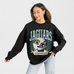 Jacksonville Jaguars Gameday Couture Women's Oversized Victory Lane Black Label Premium Fleece Sweatshirt Black - NFL
