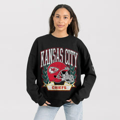Kansas City Chiefs Gameday Couture Women's Oversized Victory Lane Black Label Premium Fleece Sweatshirt Black - NFL