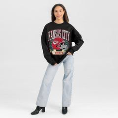 Kansas City Chiefs Gameday Couture Women's Oversized Victory Lane Black Label Premium Fleece Sweatshirt Black - NFL
