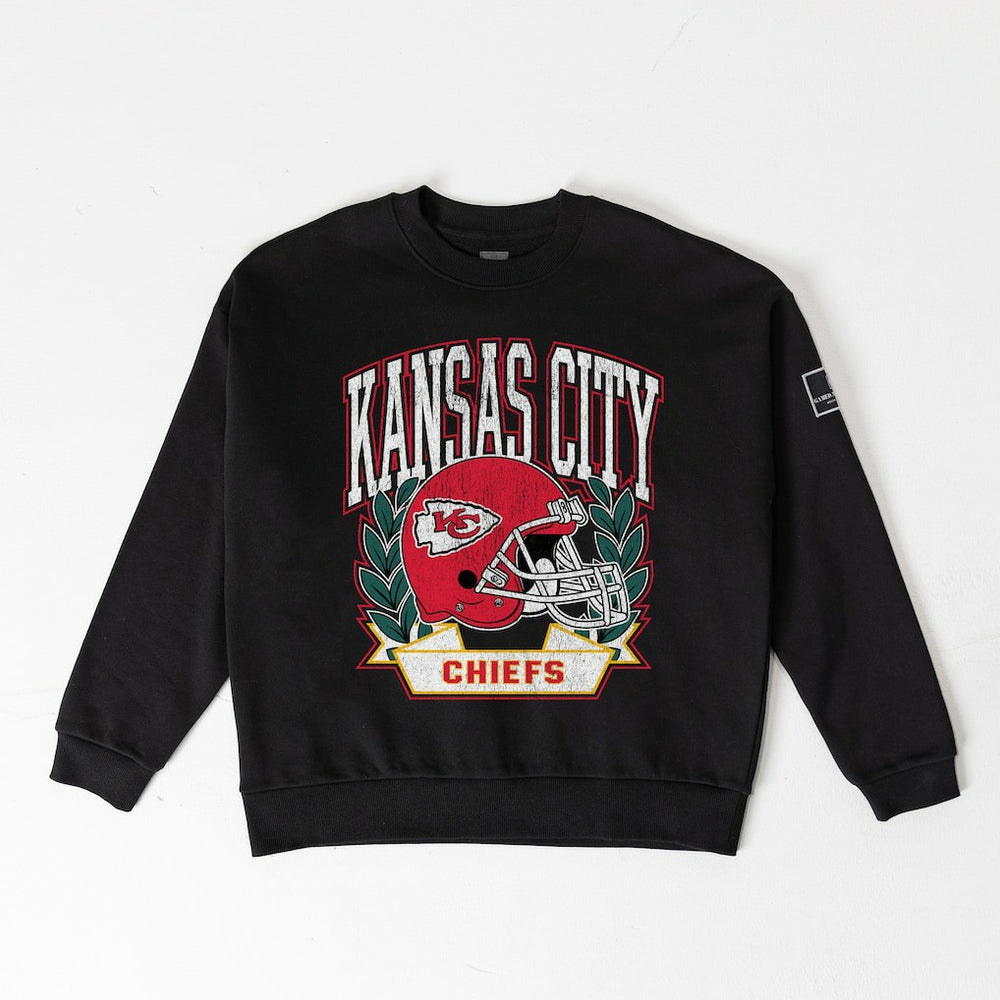 Kansas City Chiefs Gameday Couture Women's Oversized Victory Lane Black Label Premium Fleece Sweatshirt Black - NFL