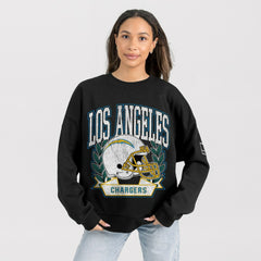 Los Angeles Chargers Gameday Couture Women's Oversized Victory Lane Black Label Premium Fleece Sweatshirt Black - NFL