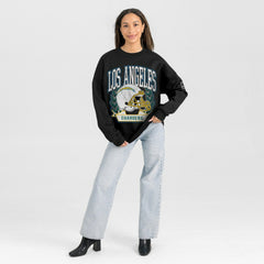 Los Angeles Chargers Gameday Couture Women's Oversized Victory Lane Black Label Premium Fleece Sweatshirt Black - NFL