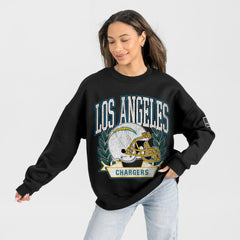 Los Angeles Chargers Gameday Couture Women's Oversized Victory Lane Black Label Premium Fleece Sweatshirt Black - NFL