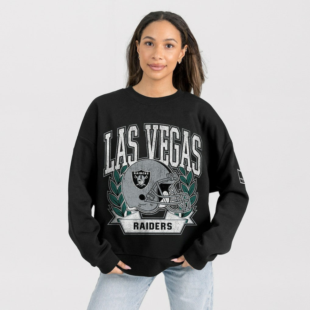 Las Vegas Raiders Gameday Couture Women's Oversized Victory Lane Black Label Premium Fleece Sweatshirt Black - NFL