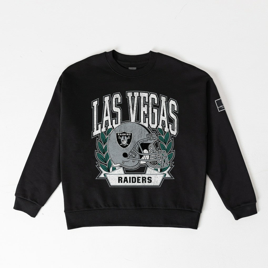 Las Vegas Raiders Gameday Couture Women's Oversized Victory Lane Black Label Premium Fleece Sweatshirt Black - NFL
