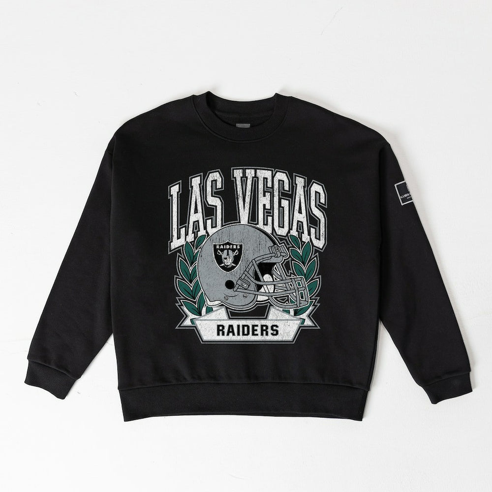Las Vegas Raiders Gameday Couture Women's Oversized Victory Lane Black Label Premium Fleece Sweatshirt Black - NFL