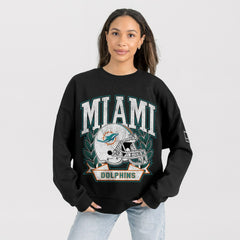 Miami Dolphins Gameday Couture Women's Oversized Victory Lane Black Label Premium Fleece Sweatshirt Black - NFL