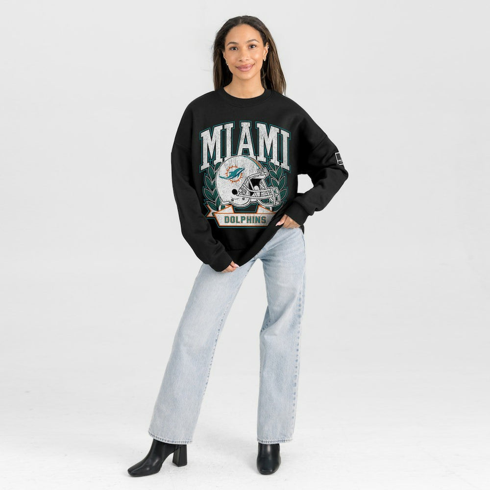Miami Dolphins Gameday Couture Women's Oversized Victory Lane Black Label Premium Fleece Sweatshirt Black - NFL
