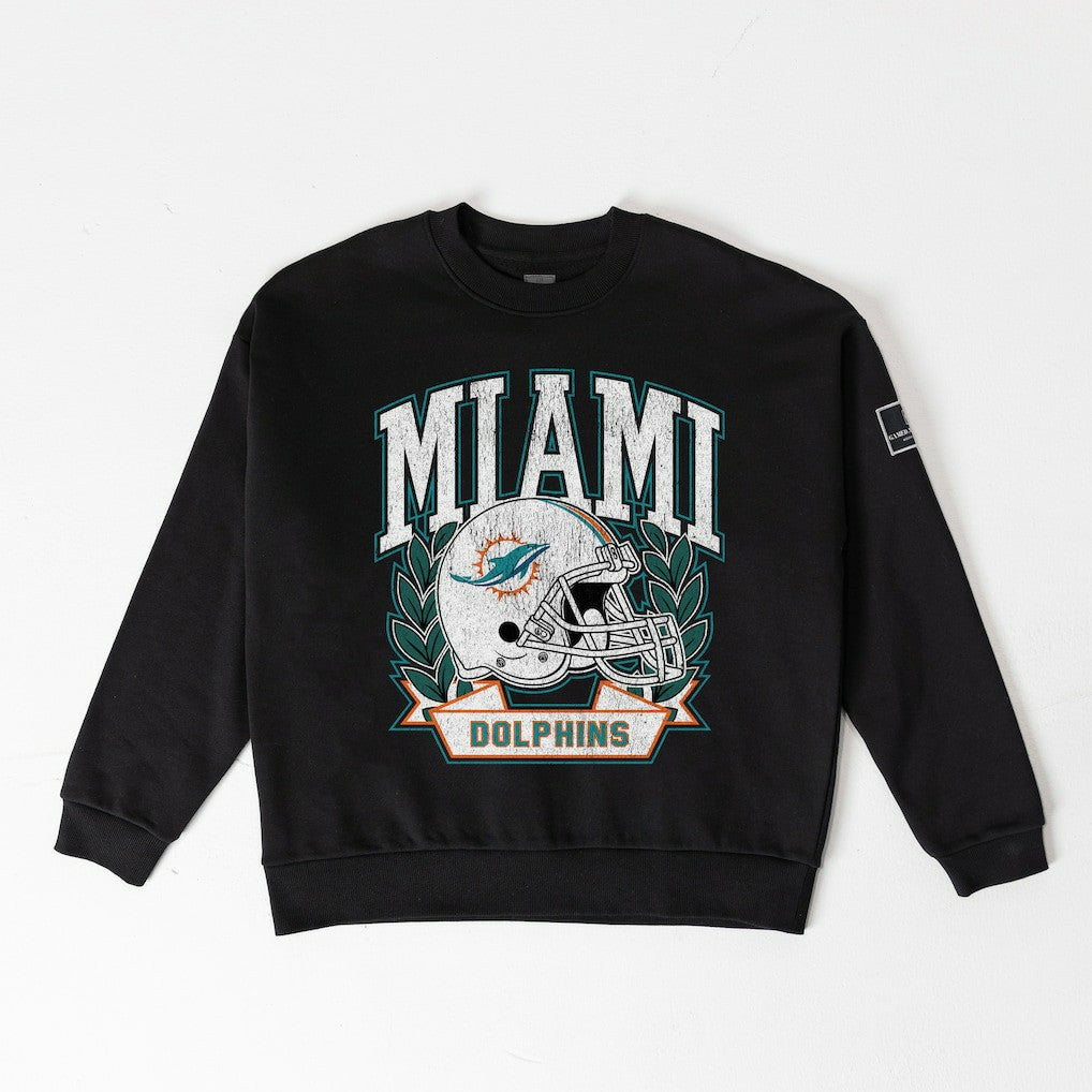 Miami Dolphins Gameday Couture Women's Oversized Victory Lane Black Label Premium Fleece Sweatshirt Black - NFL