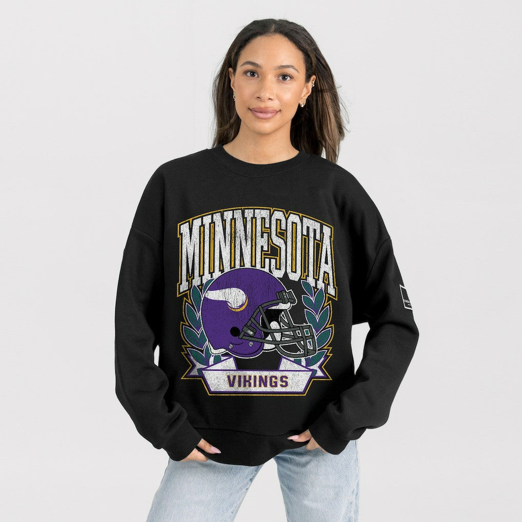 Minnesota Vikings Gameday Couture Women's Oversized Victory Lane Black Label Premium Fleece Sweatshirt Black - NFL