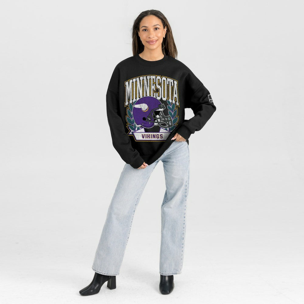 Minnesota Vikings Gameday Couture Women's Oversized Victory Lane Black Label Premium Fleece Sweatshirt Black - NFL