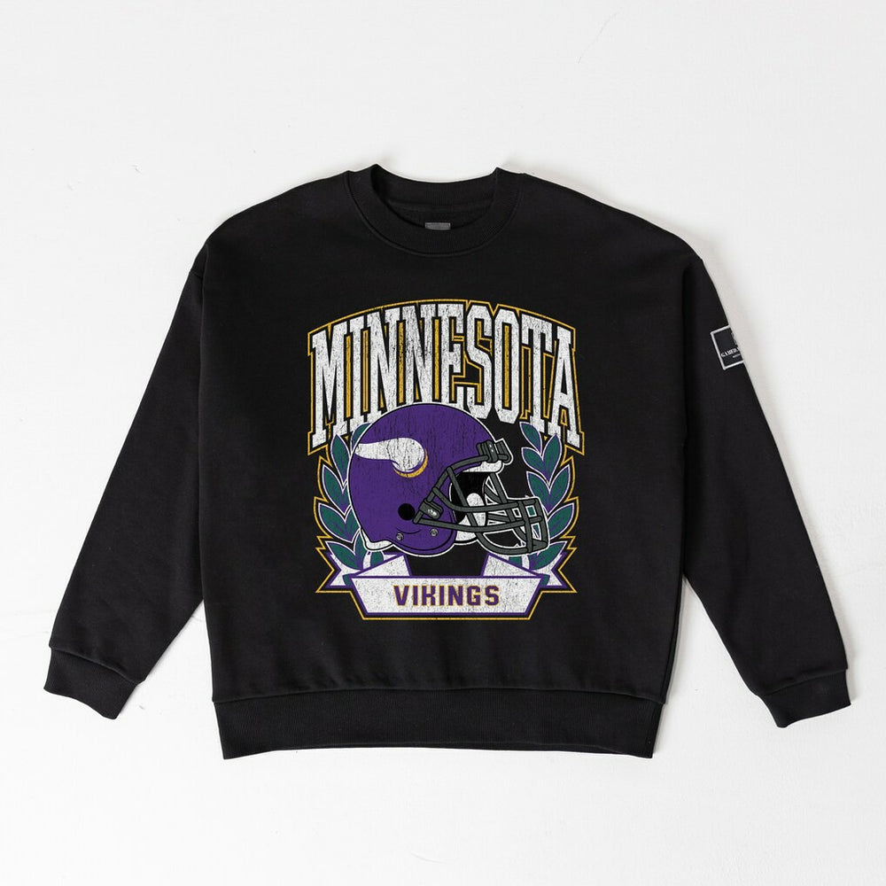 Minnesota Vikings Gameday Couture Women's Oversized Victory Lane Black Label Premium Fleece Sweatshirt Black - NFL