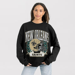 New Orleans Saints Gameday Couture Women's Oversized Victory Lane Black Label Premium Fleece Sweatshirt Black - NFL