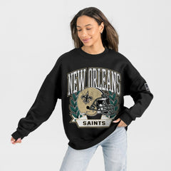 New Orleans Saints Gameday Couture Women's Oversized Victory Lane Black Label Premium Fleece Sweatshirt Black - NFL
