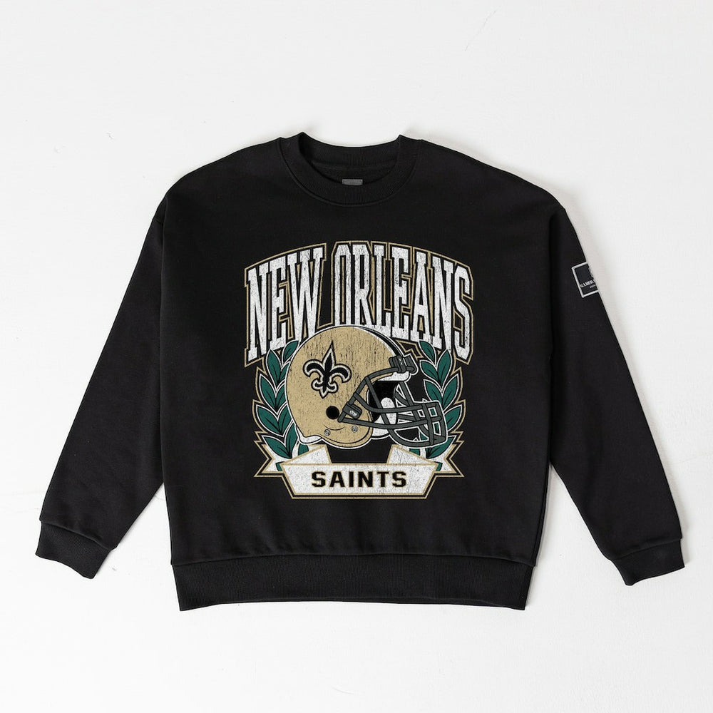 New Orleans Saints Gameday Couture Women's Oversized Victory Lane Black Label Premium Fleece Sweatshirt Black - NFL