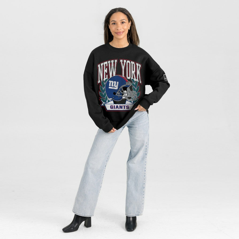 New York Giants Gameday Couture Women's Oversized Victory Lane Black Label Premium Fleece Sweatshirt Black - NFL