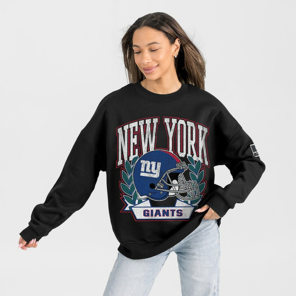 New York Giants Gameday Couture Women's Oversized Victory Lane Black Label Premium Fleece Sweatshirt Black - NFL