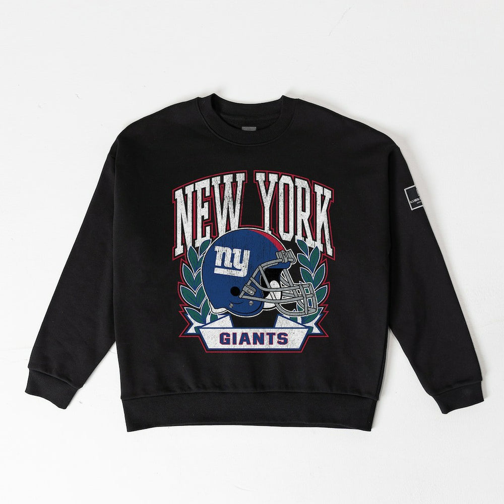 New York Giants Gameday Couture Women's Oversized Victory Lane Black Label Premium Fleece Sweatshirt Black - NFL