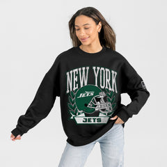 New York Jets Gameday Couture Women's Oversized Victory Lane Black Label Premium Fleece Sweatshirt Black - NFL