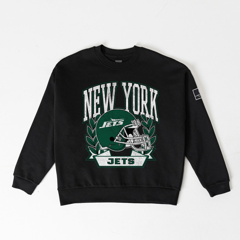 New York Jets Gameday Couture Women's Oversized Victory Lane Black Label Premium Fleece Sweatshirt Black - NFL