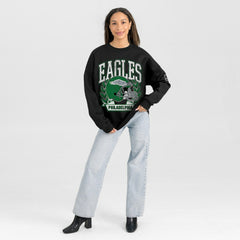 Philadelphia Eagles Gameday Couture Women's Oversized Victory Lane Black Label Premium Fleece Sweatshirt Black - NFL