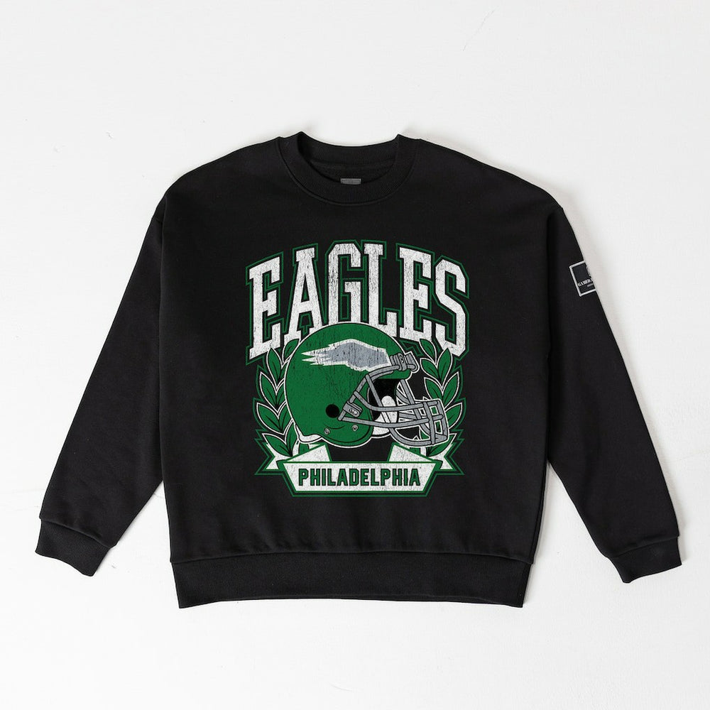 Philadelphia Eagles Gameday Couture Women's Oversized Victory Lane Black Label Premium Fleece Sweatshirt Black - NFL