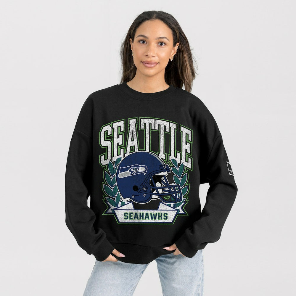 Seattle Seahawks Gameday Couture Women's Oversized Victory Lane Black Label Premium Fleece Sweatshirt Black - NFL