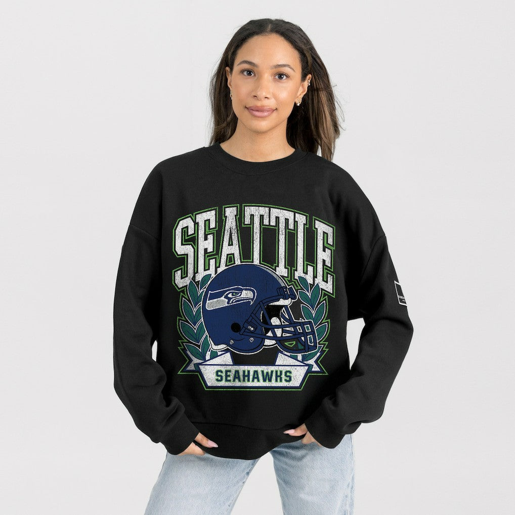 Seattle Seahawks Gameday Couture Women's Oversized Victory Lane Black Label Premium Fleece Sweatshirt Black - NFL