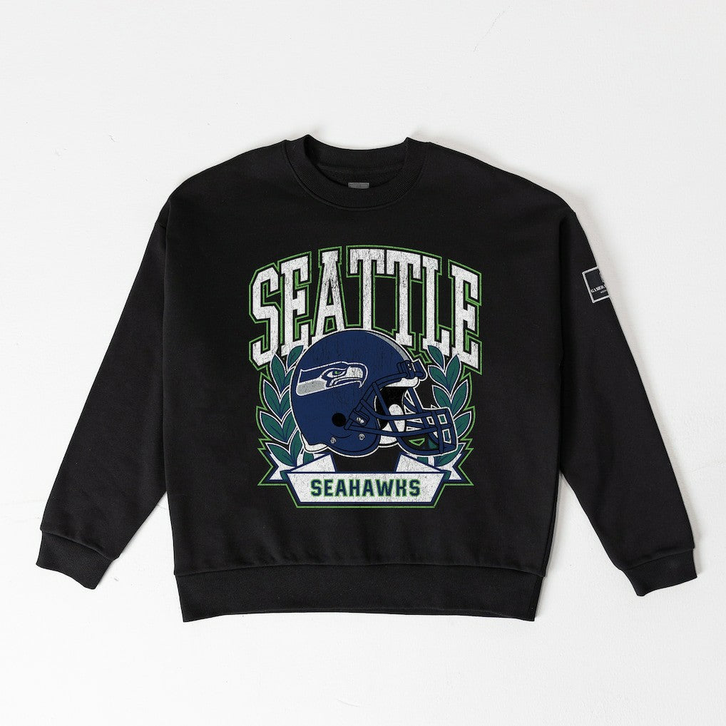 Seattle Seahawks Gameday Couture Women's Oversized Victory Lane Black Label Premium Fleece Sweatshirt Black - NFL